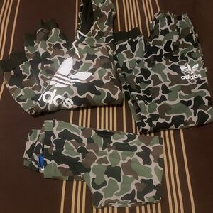 ADIDAS CAMOUFLAGE HOODIE JOGGERS AND LEGGINGS